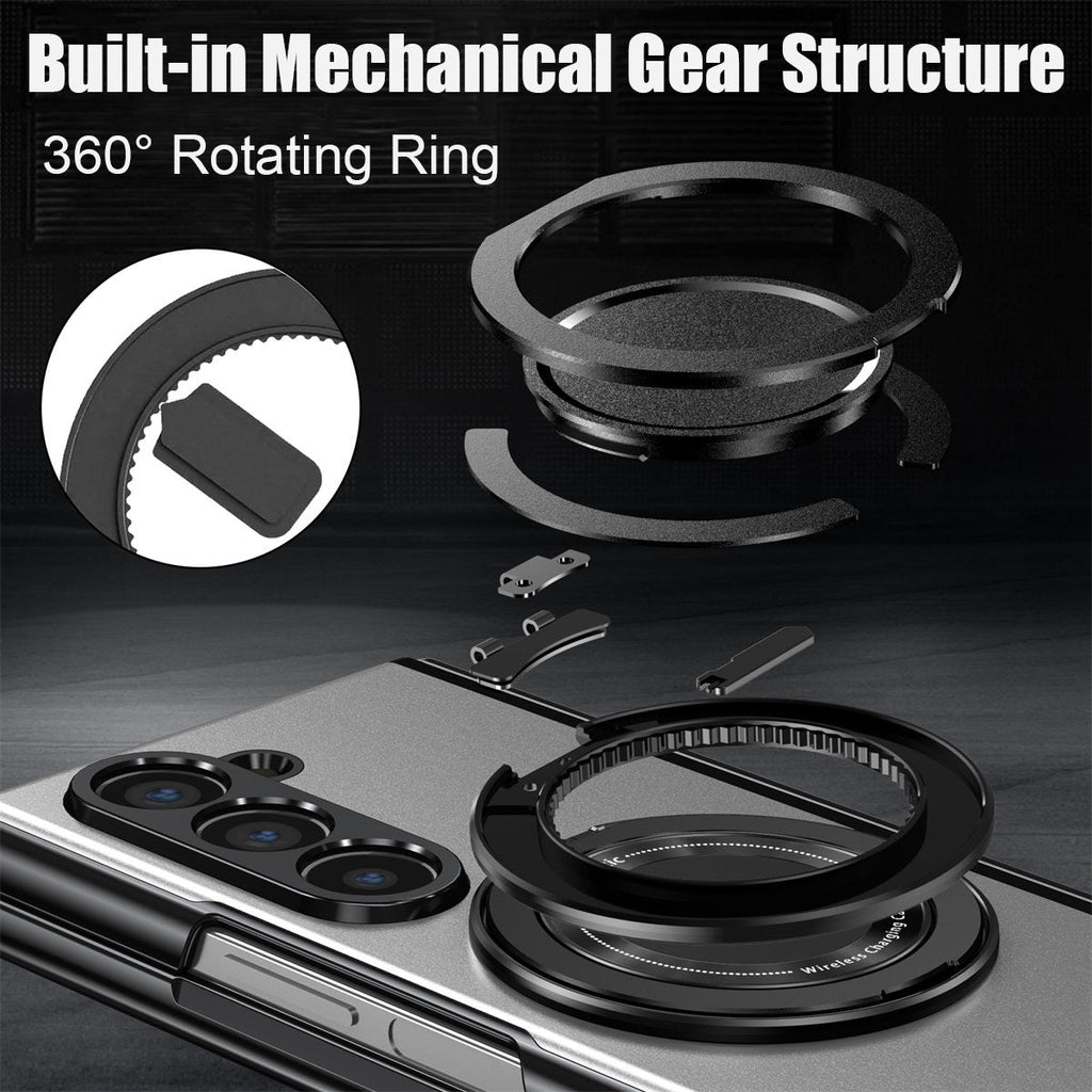 For Samsung Z Fold Series Aluminum Alloy Foldable Phone Case With Ring Kickstand