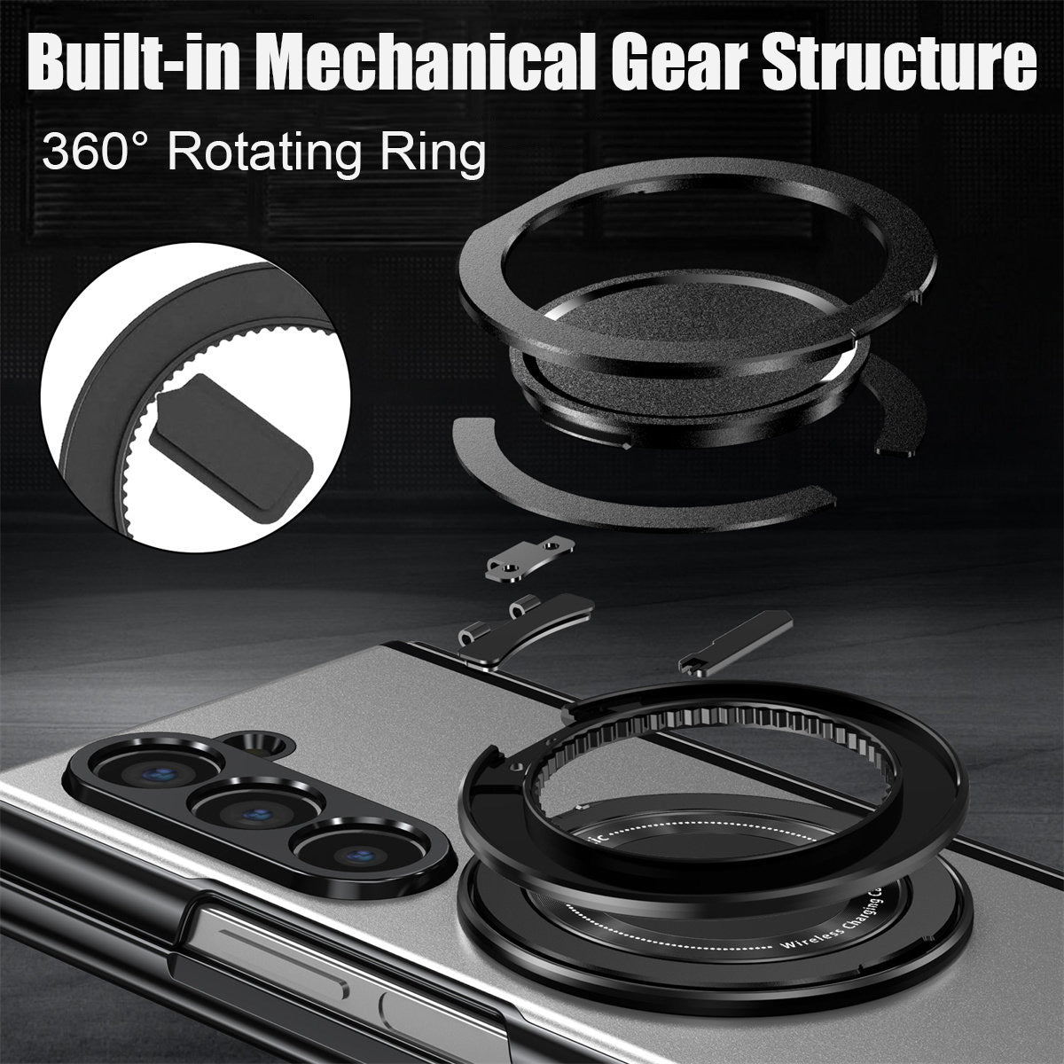 For Samsung Z Fold Series Aluminum Alloy Foldable Phone Case With Ring Kickstand