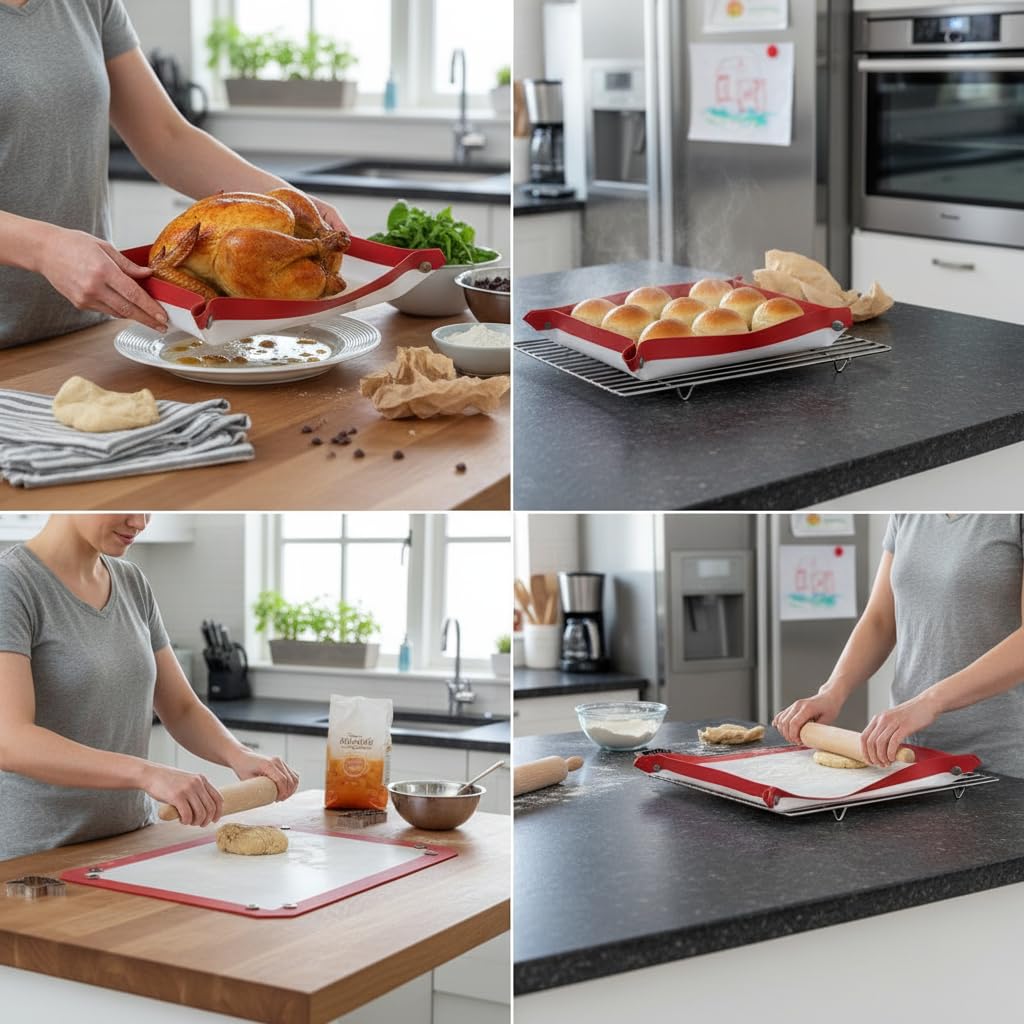 Locking Dials Silicone Fiber Baking Mat Form Leakproof Oven Liner