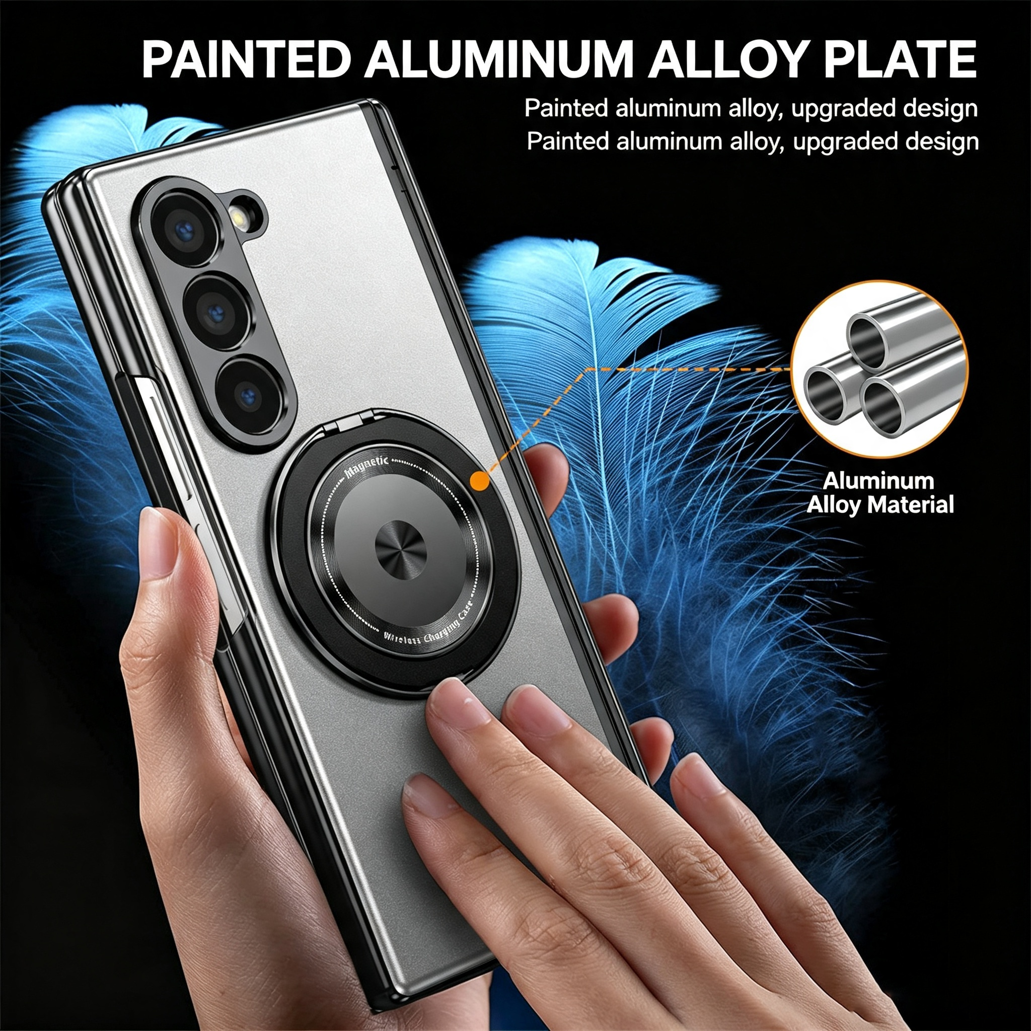 For Samsung Z Fold Series Aluminum Alloy Foldable Phone Case With Ring Kickstand