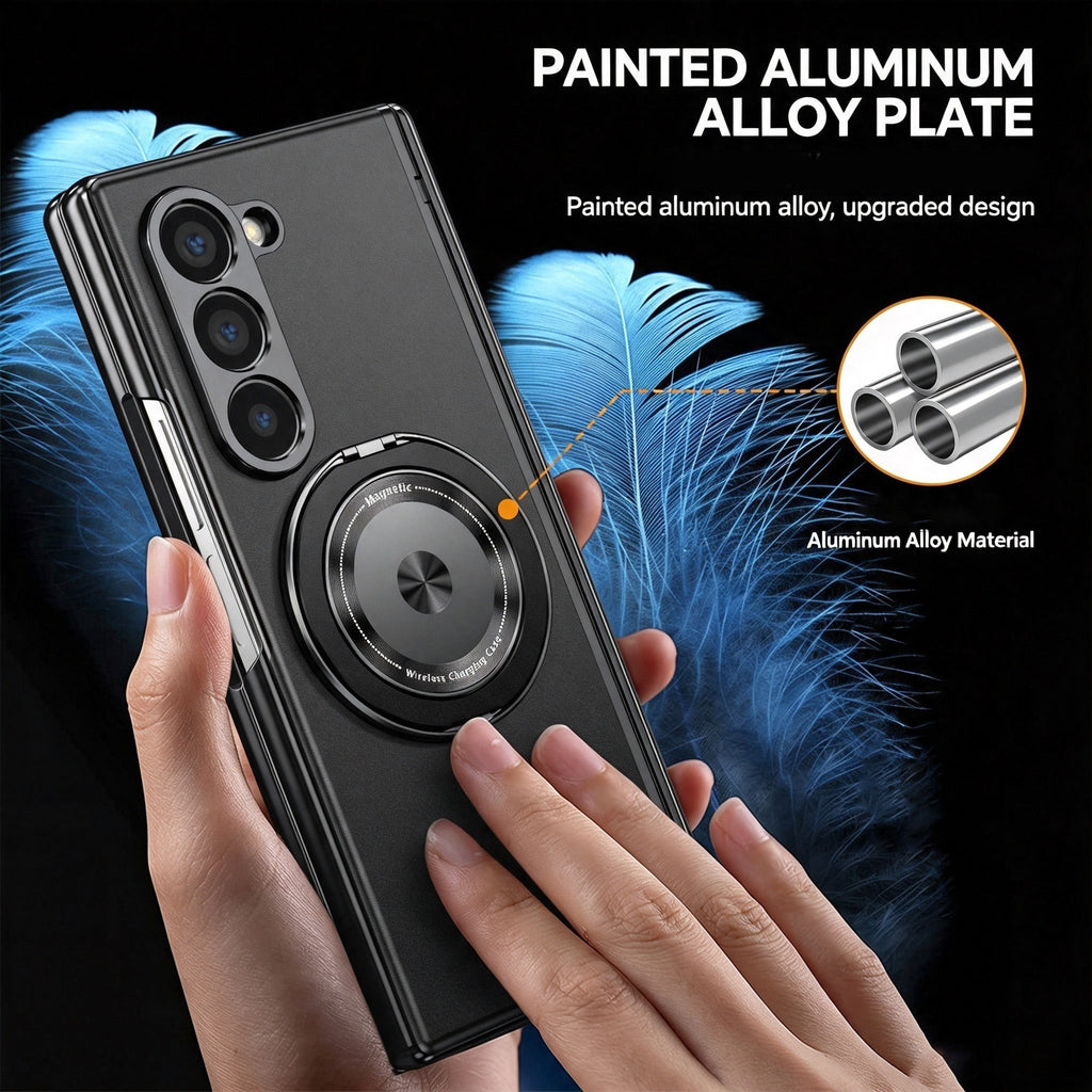 For Samsung Z Fold Series Aluminum Alloy Foldable Phone Case With Ring Kickstand