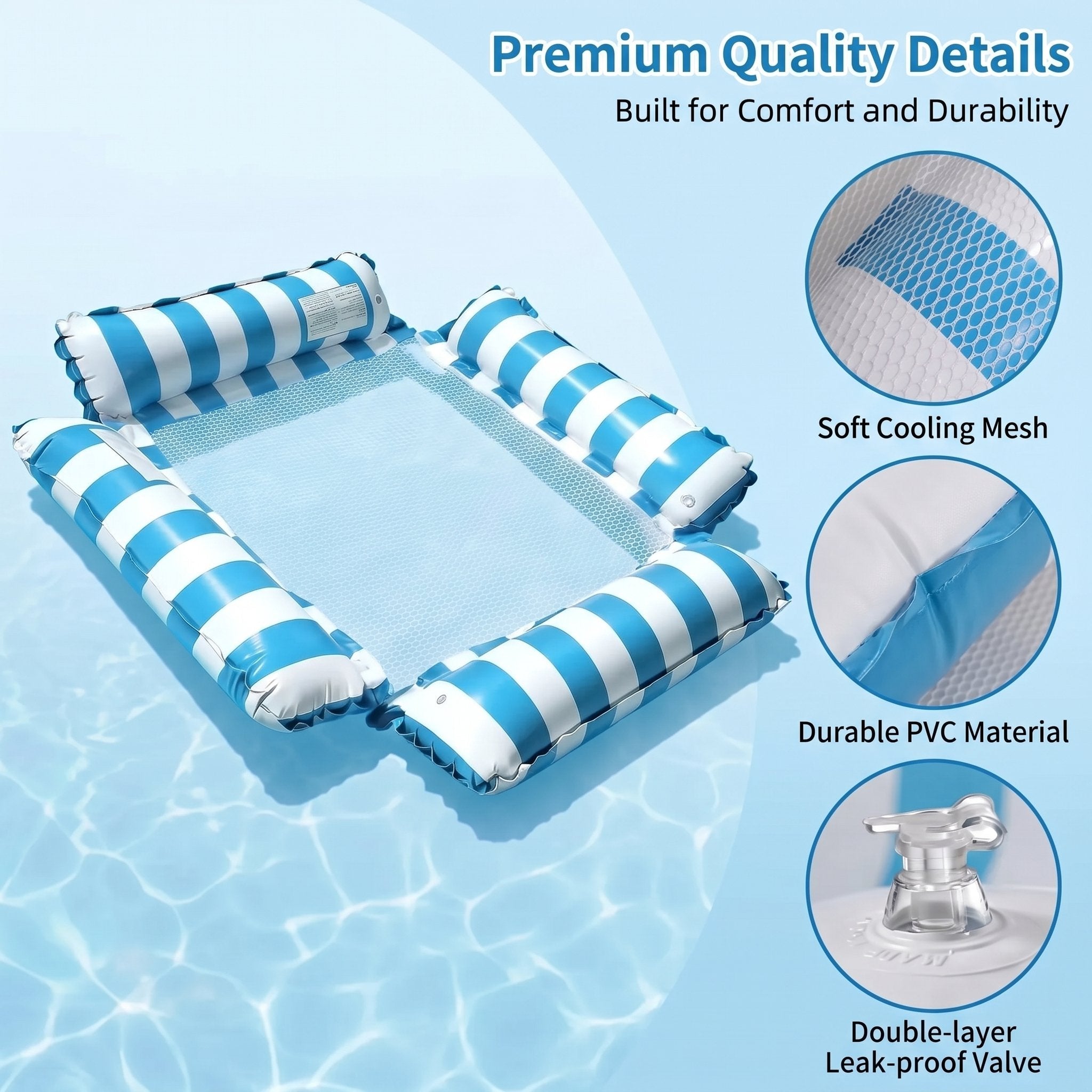 4-in-1 Inflatable Water Hammock – Pool Floating Lounge Chair & Swimming Bed