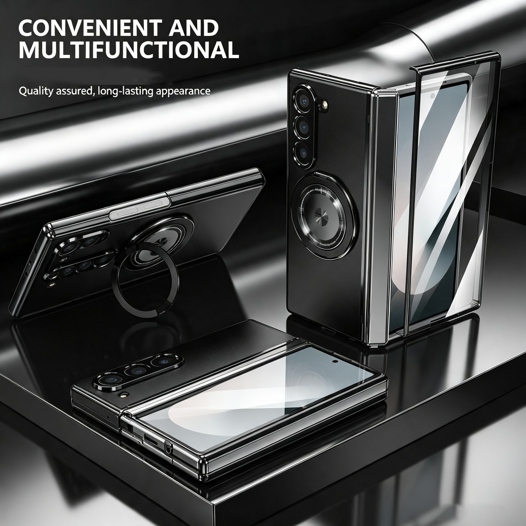 For Samsung Z Fold Series Aluminum Alloy Foldable Phone Case With Ring Kickstand