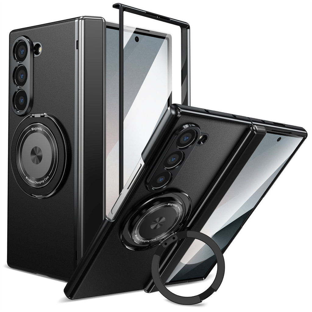 For Samsung Z Fold Series Aluminum Alloy Foldable Phone Case With Ring Kickstand